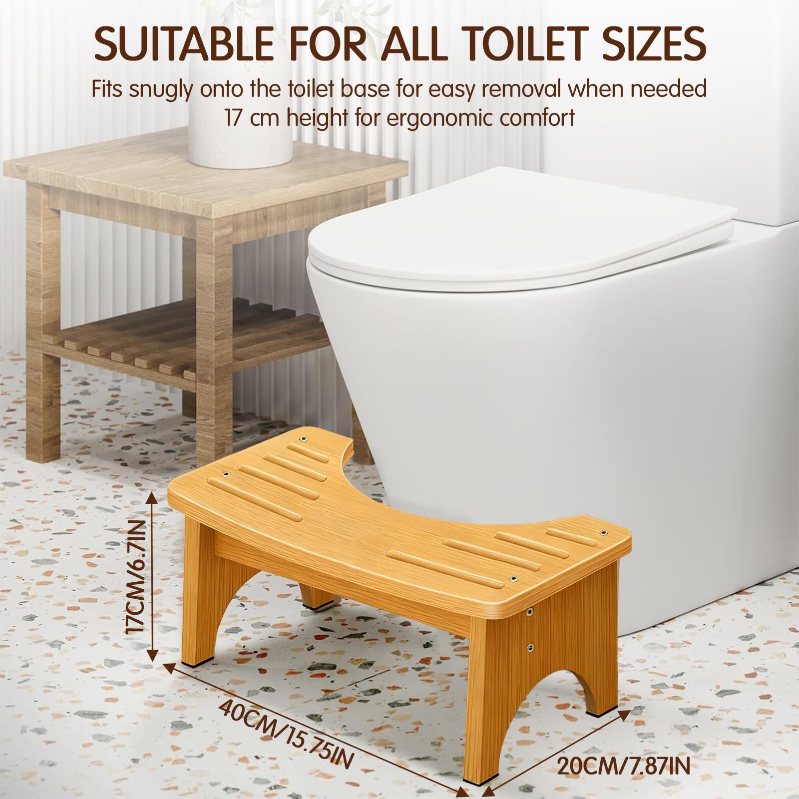 Toilettenhocker, Toilettenhocker Erwachsene, Ergonomisch Geformter Kackhocker, Klo Hocke passend für vorhandene Toiletten, Geeignet bei Hämorrhoiden, Verstopfung und Blähungen