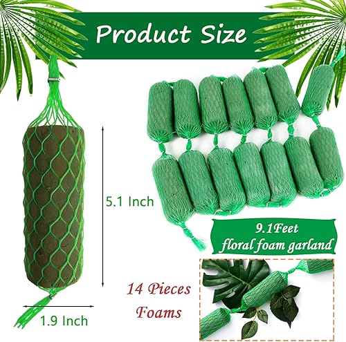 14 guirnaldas de espuma floral para flores bloques de esponja de espuma húmeda de 92 pies ladrillos de manualidades florales verdes para boda jardín
