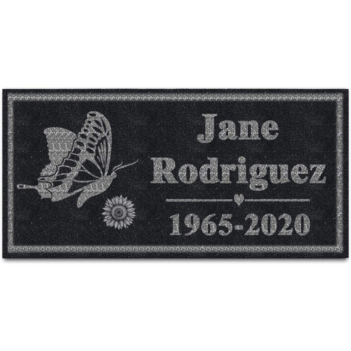 ODB 12x6 inches Personalized Human Memorial Stones, Black Granite Memorial Garden Stone Engraved with Human's Photo, Gifts for Someone Who Lost a Loved One, or Pet, Dog, Cat…