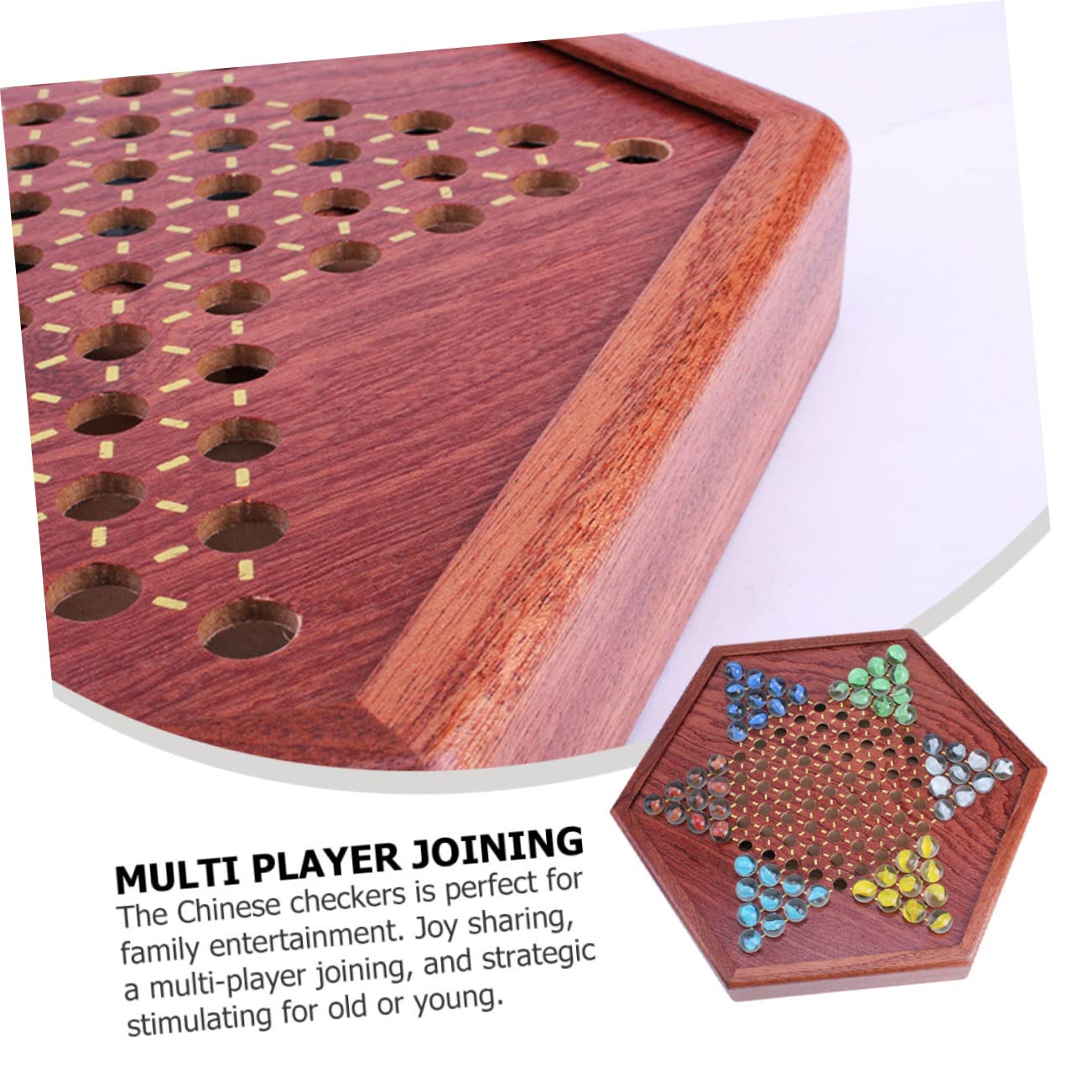 Damas Chinas de Madera Hexagonales con Cajón, 1 Juego Marrón