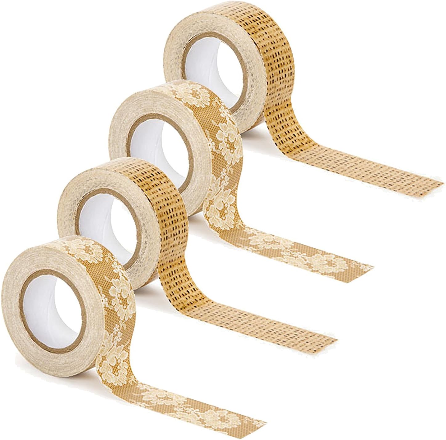 Decorative Duct Tape 4 Pack Rolls 2 Lace 2 Burlap Pattern for Vintage Country Rustic Wedding Decorations 25mm x 9m (Approx. 1 inch by 30 feet) from David Tutera Wedding