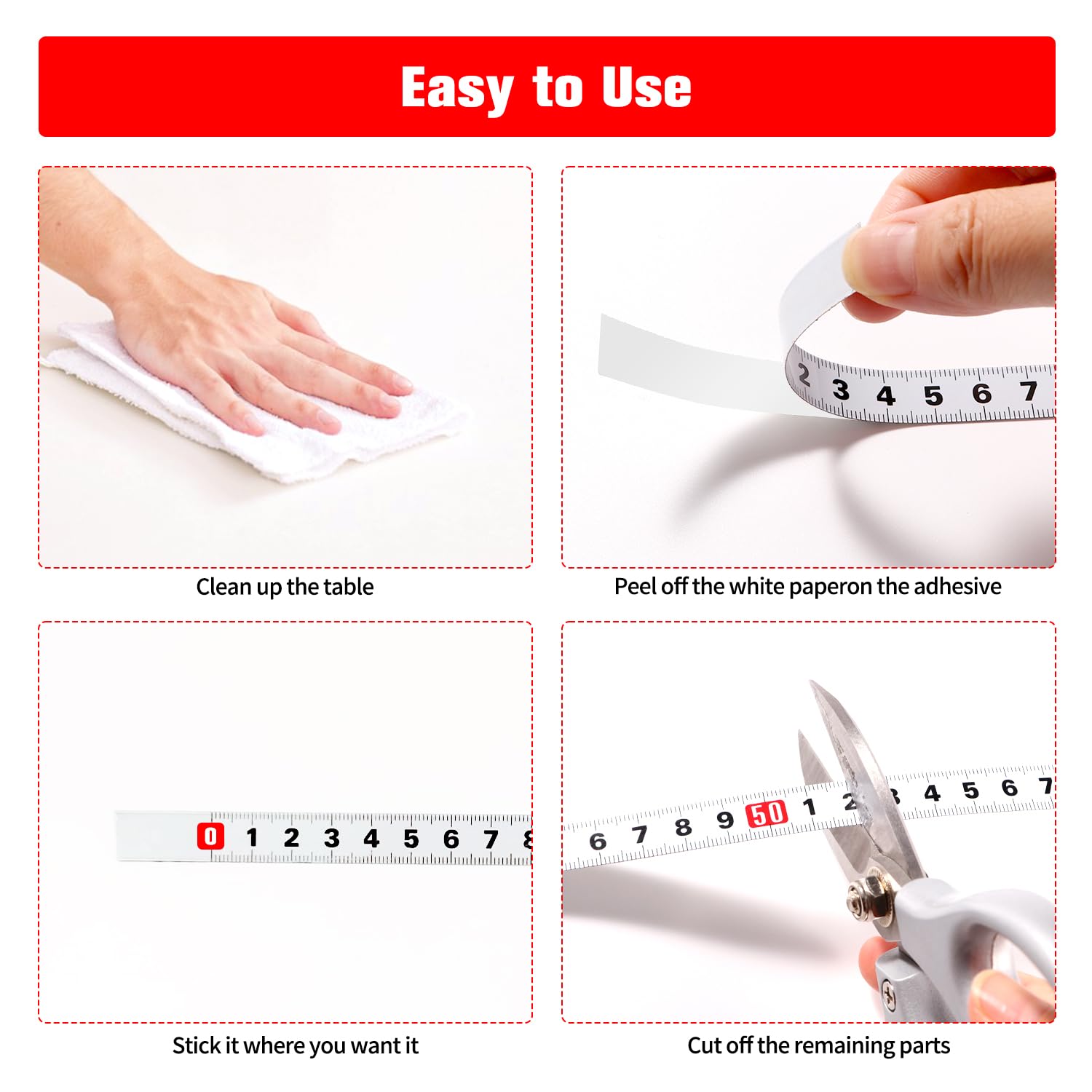 YIXISI 3 Piezas 1m Cinta Metrica Autoadhesiva, Regla de Escala Métrica Autoadhesiva, DeIzquierda a Derecha Cinta Métrica de Acero, para Herramientas de Carpintería T-Track Router, Blanco