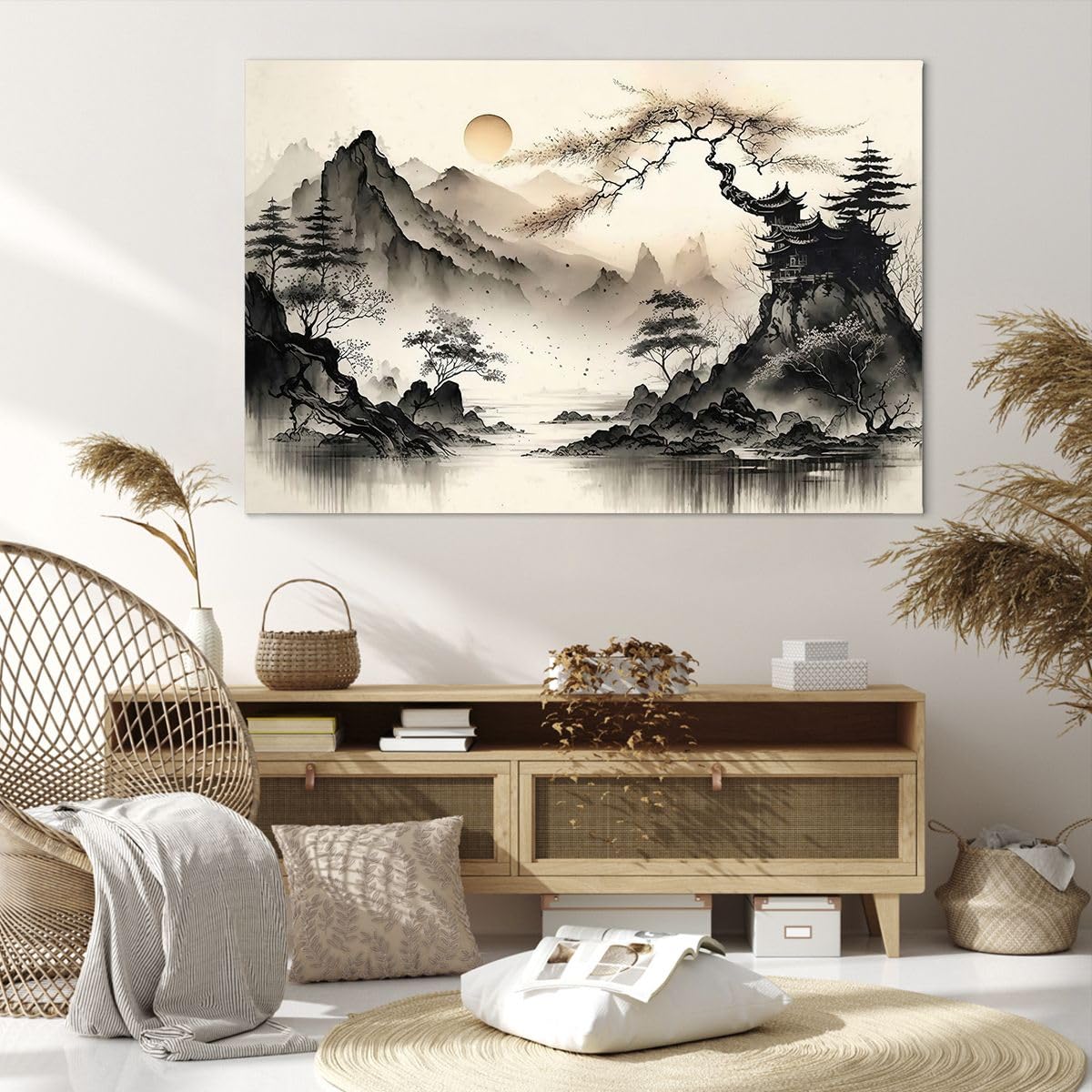 Quadro Moderno Su Tela 45x80cm – Paesaggio Giapponese Vintage Per Soggiorno, Camera E Cucina!