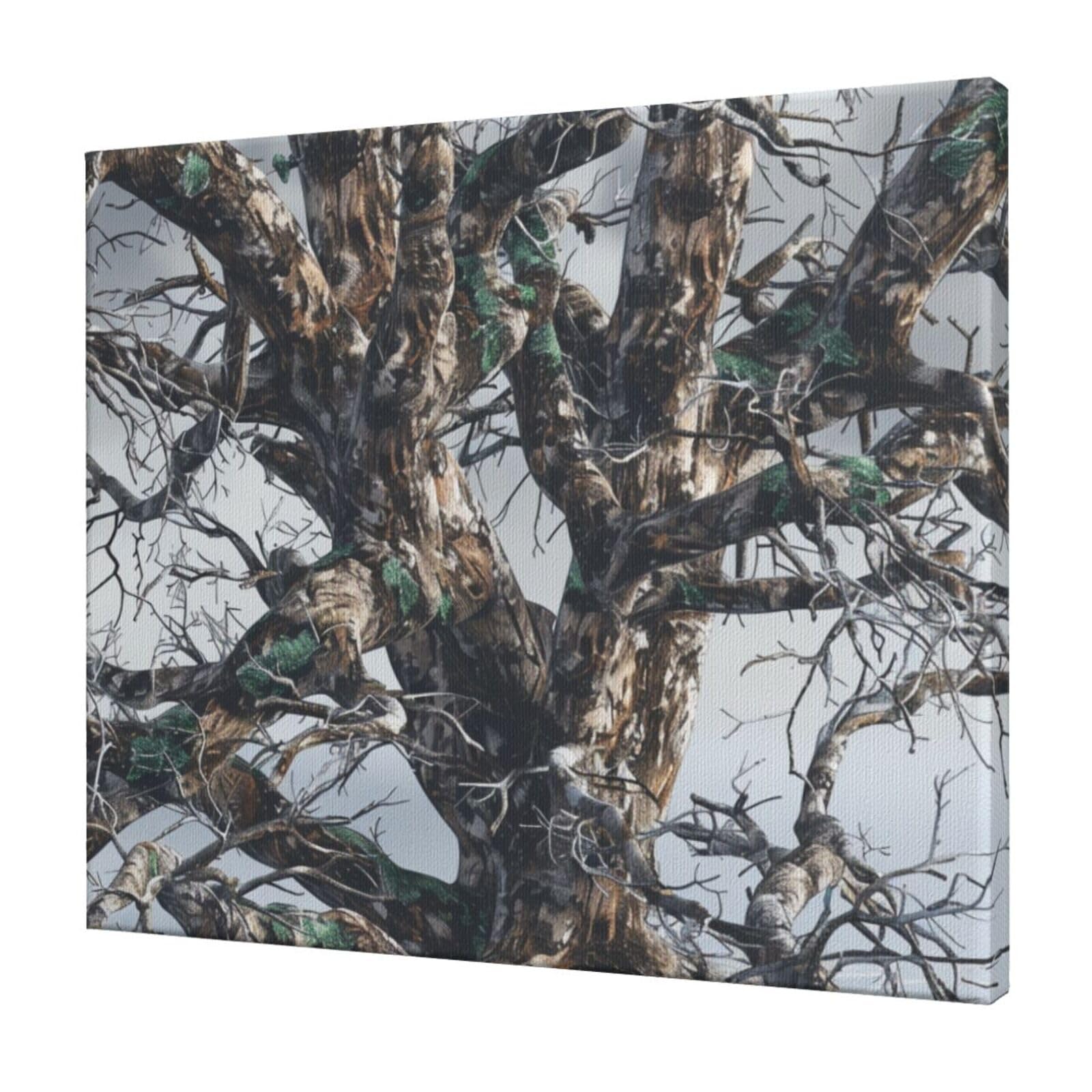 YKLJG Cold Tree Camouflage Printed Wall Art Canvas Prints 60x50 CM Wooden Framed Picture Painting Artwork for Bedroom Kitchen Home Office Decor