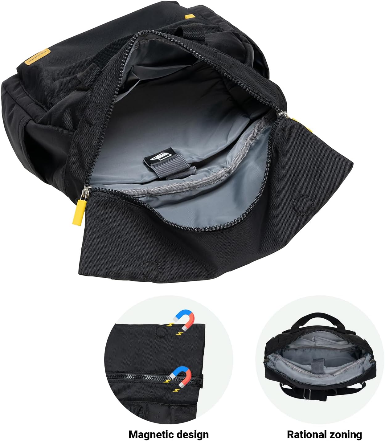 KAUKKO Stylish and Practical Laptop Backpack for Shopping, Traveling and Commuting Casual Daypack Fits 15" BLACK,17.7L