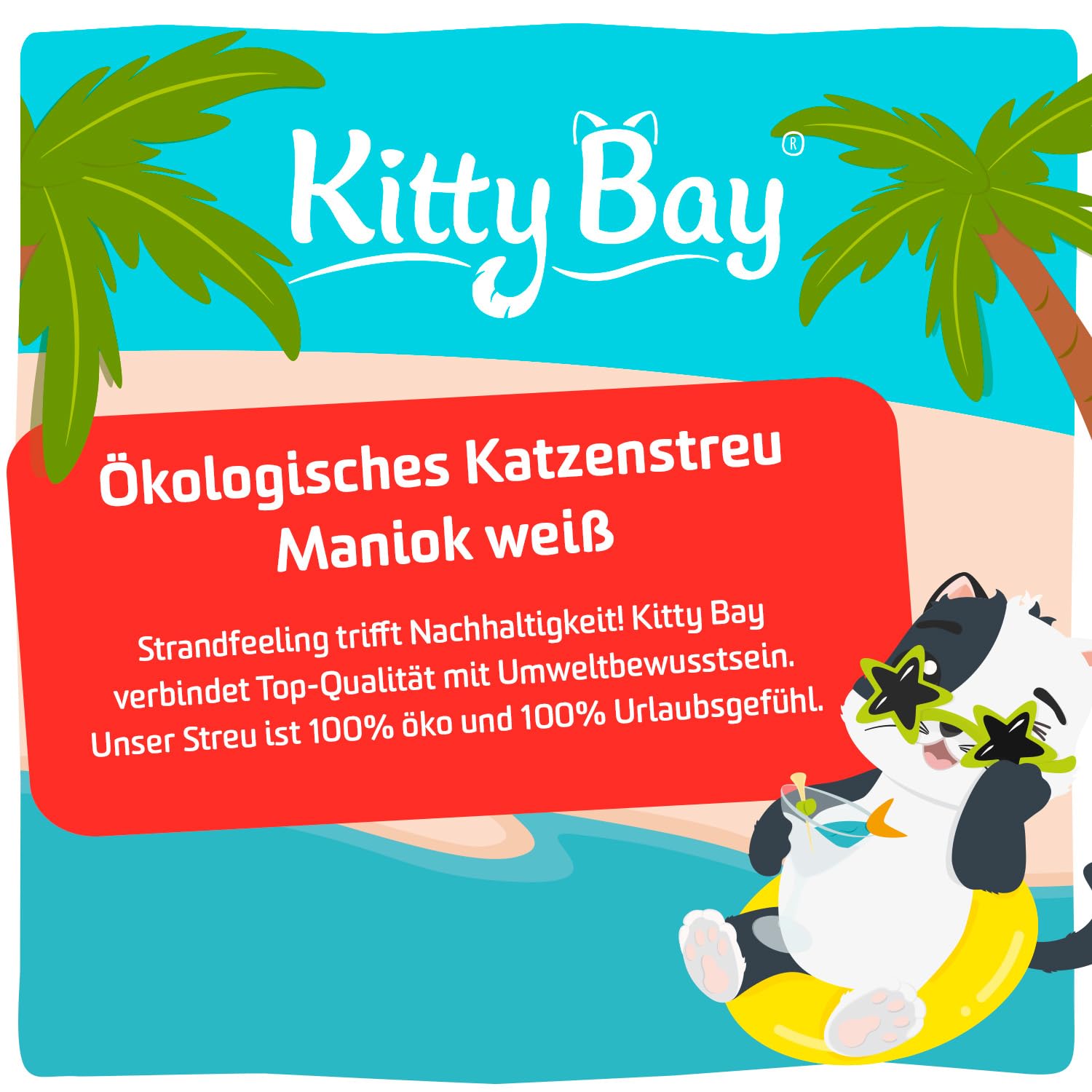 Meowtini - Lettiera per Gatti Eco agglomerante e Senza Polvere, Bianco manioca, 10 Litri (Confezione da 2)