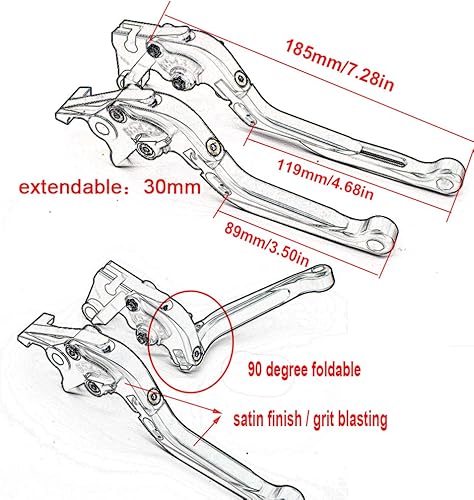 Miniatura 6 de Palancas de freno de embrague extensibles plegables para YZF R3 R25 2013-2022, MT-03 MT-25 MT03 MT25 2015-2022 Sand Blasting