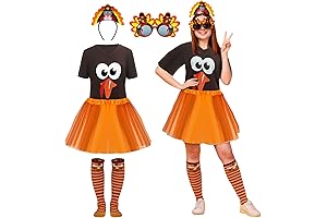 5Pcs Thanksgiving Turkey Costumes Set for Women Include Humor Funny Tee Shirt...