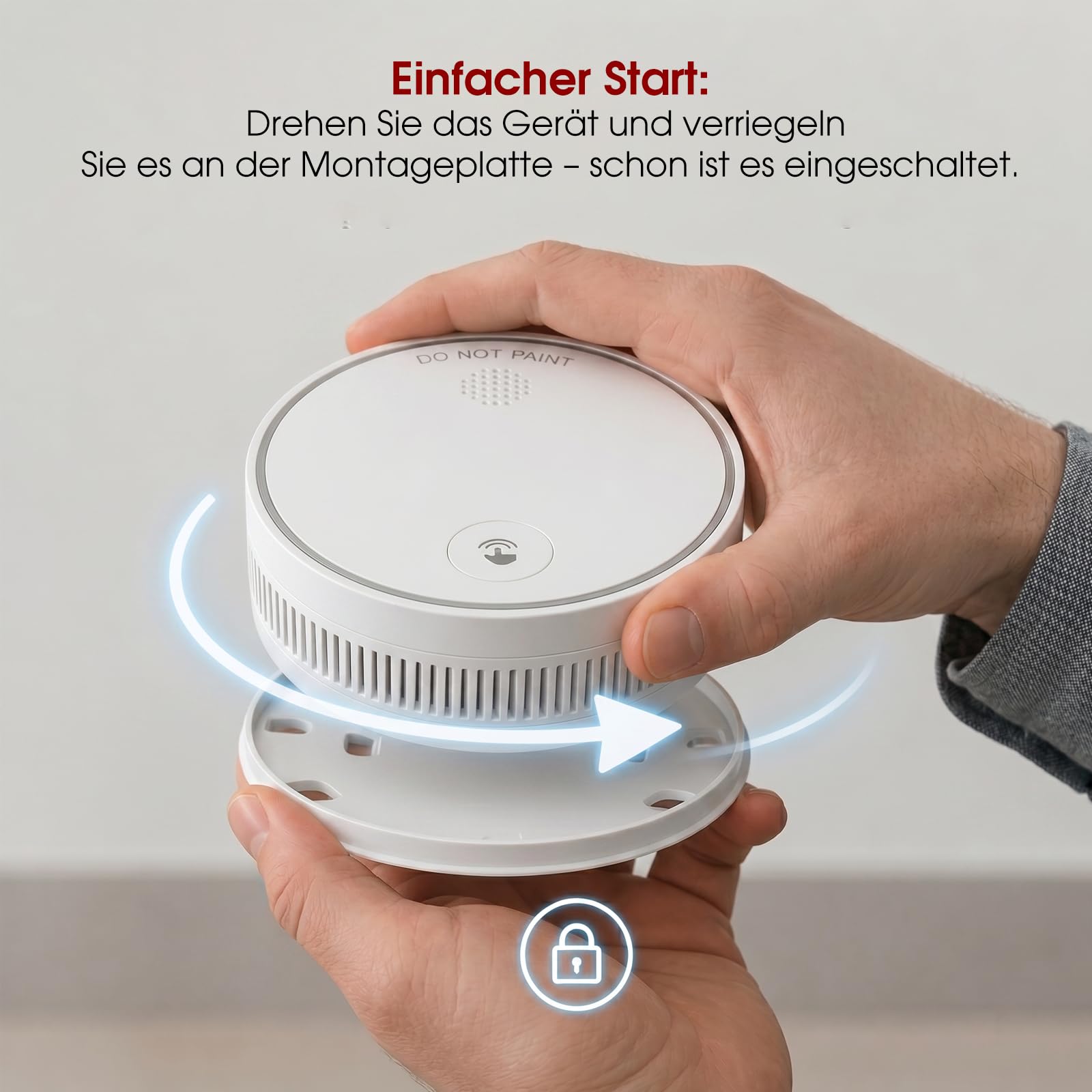 10-Jahre-Batterie Rauchmelder LED-blitzfrei Feuermelder mit magnethalterung, Test- und Stummschaltfunktion, TUV-Zertifiziert EN14604 4er