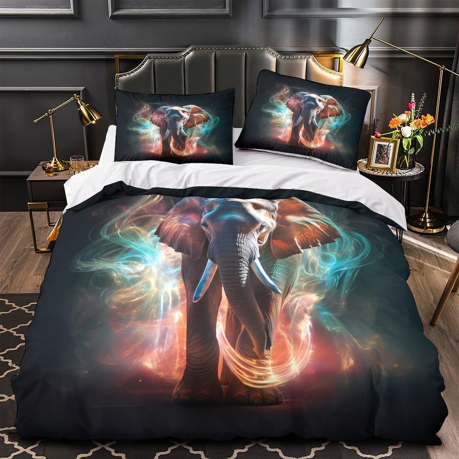 Housse de couette jungle effet 3D ultra douce en microfibre premium pour lit 220x240cm