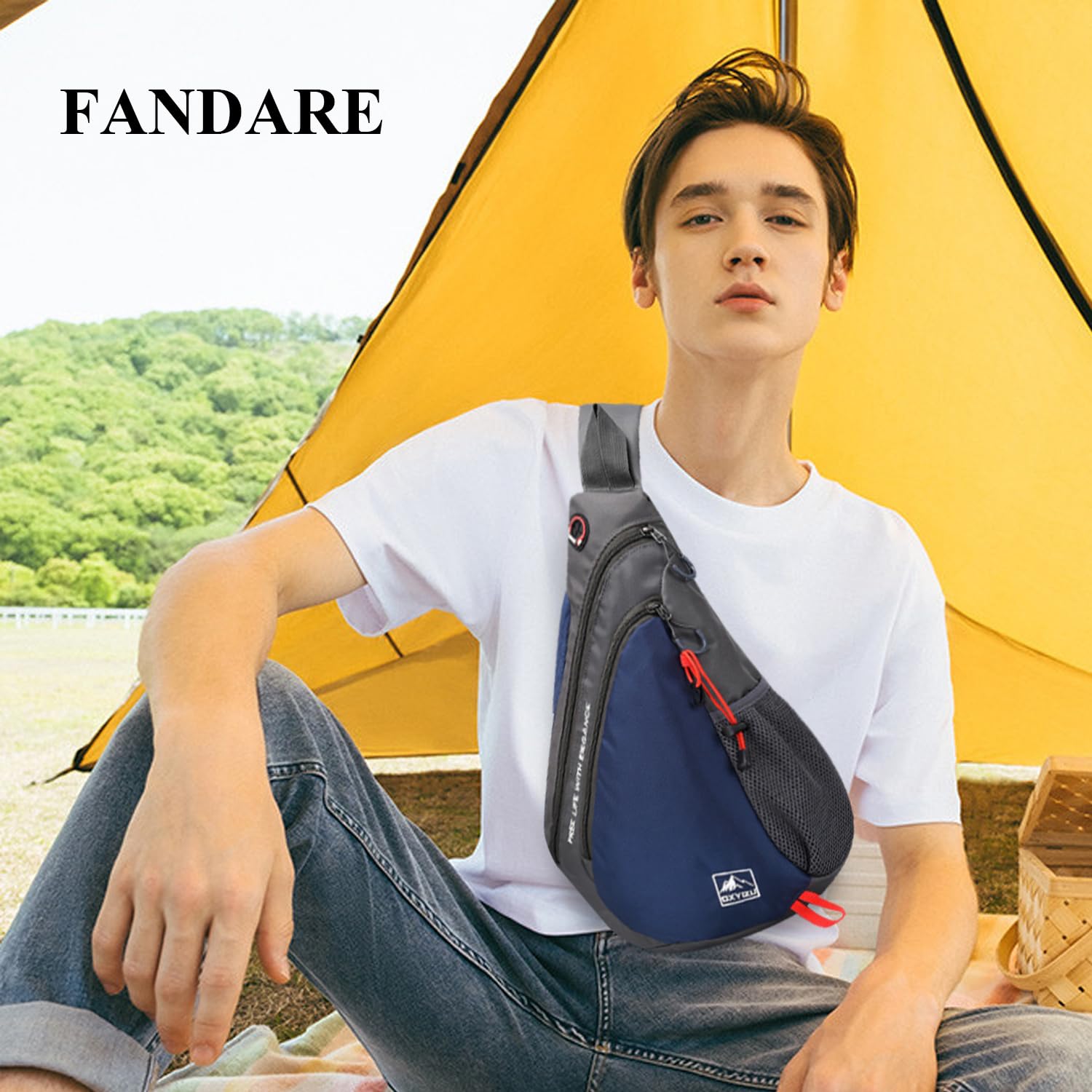 FANDARE Léger Sac de Poitrine Sling Bag Sacoche Bandoulière pour Homme Femme Durable Polyester