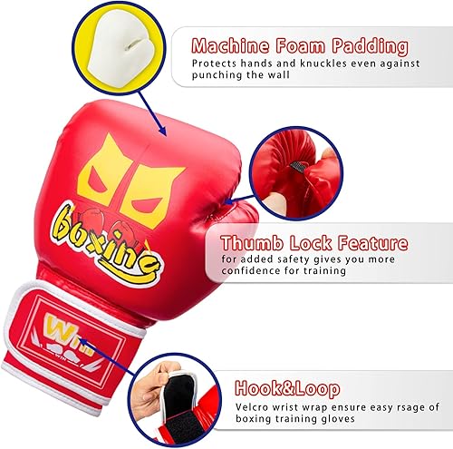 Miniatura 2 de Aryjmz Guantes de boxeo para niños, guantes de boxeo de 6 onzas para niños y niñas de 6 a 12 años, guantes de entrenamiento para jóvenes y niños