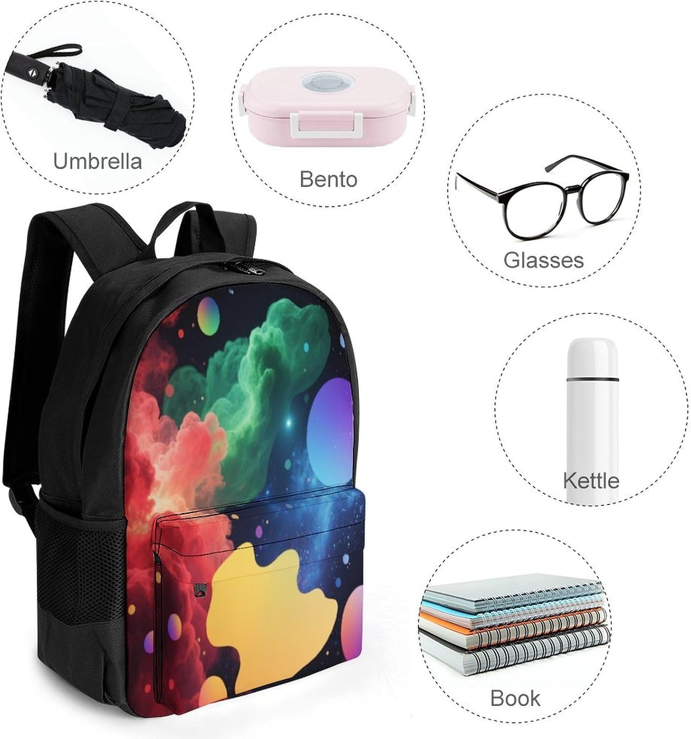 Neon Nebula Backpack Daypack Travel Backpack | Lightweight Casual Laptop Backpack for Women Men Aesthetic Travel Bag for Weekender Business Hiking Outdoor