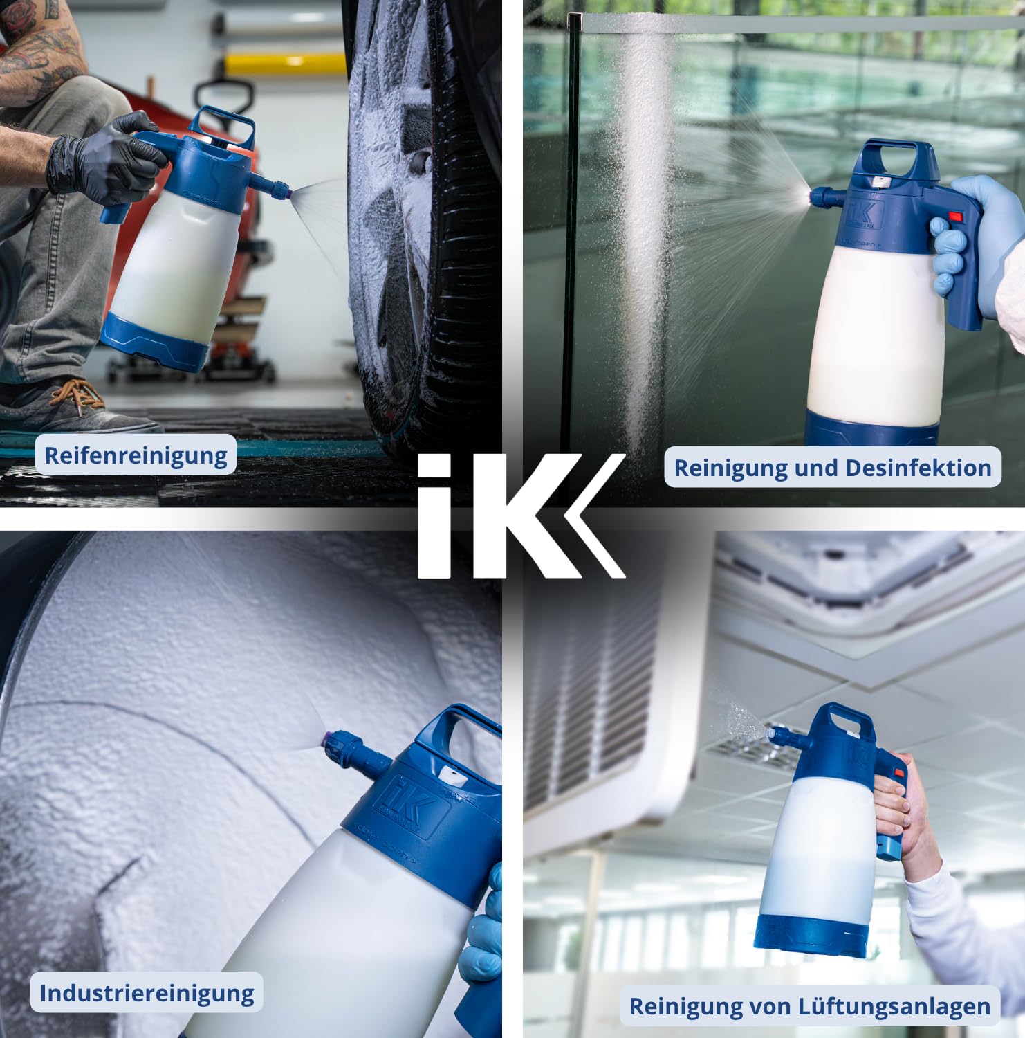IK Foam Pro 2 ALK - Schaumsprüher für alkalische Mittel - 1,25 l | 3 Schaumarten - Für Desinfektionsmittel, neutrale Mittel, Alkali und Ketone - Detailing, Reinigung - 3 bar