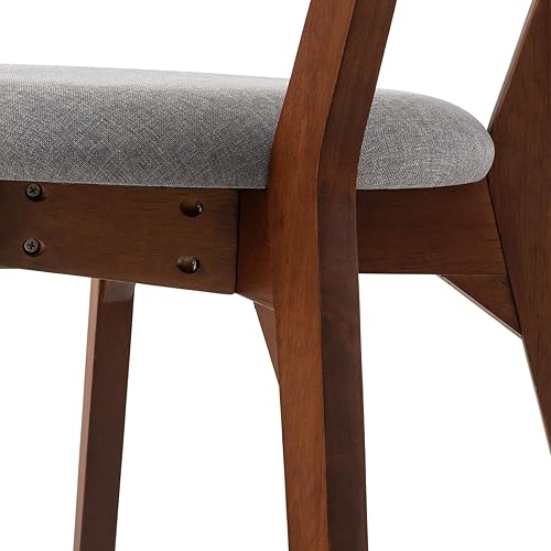 Miniatura 4 de ERGOMASTER Juego de 2 sillas de comedor de madera de nogal, sillas laterales de tela suave para sala de estar con respaldo curvado y estructura de