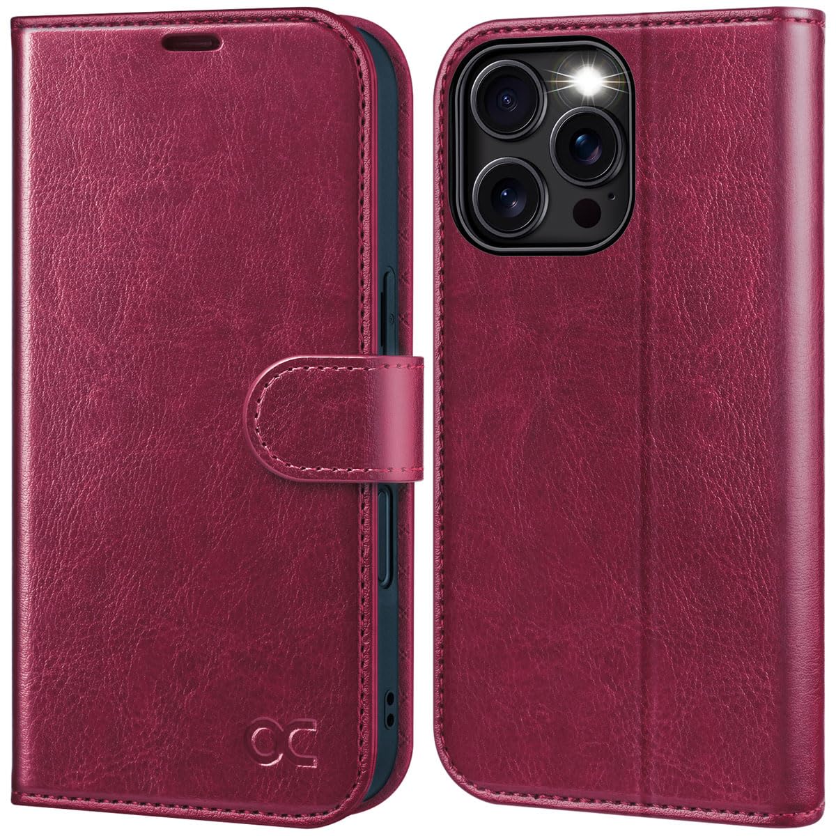 OCASE for iPhone 16 Pro Case, PU Leather Wallet, Magnetic Flip Folio Cover with RFID Blocking, Card Holders, Shockproof TPU