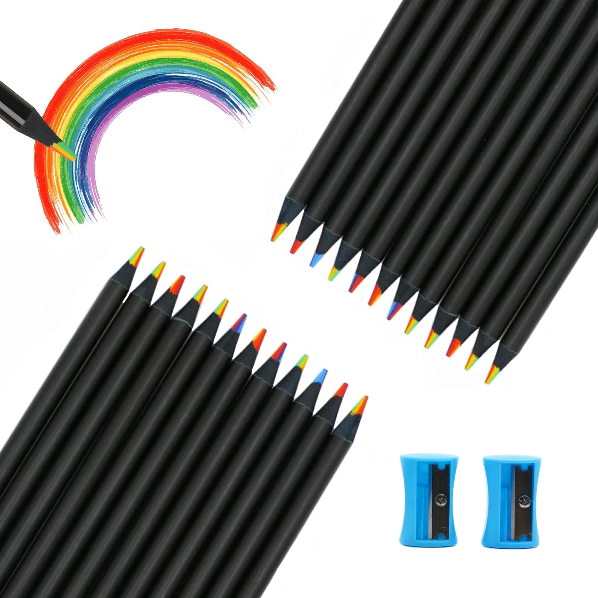 Crayons De Couleur Arc-en-ciel Jumbo - 8 Couleurs, Mine épaisse 5mm, Multicolores