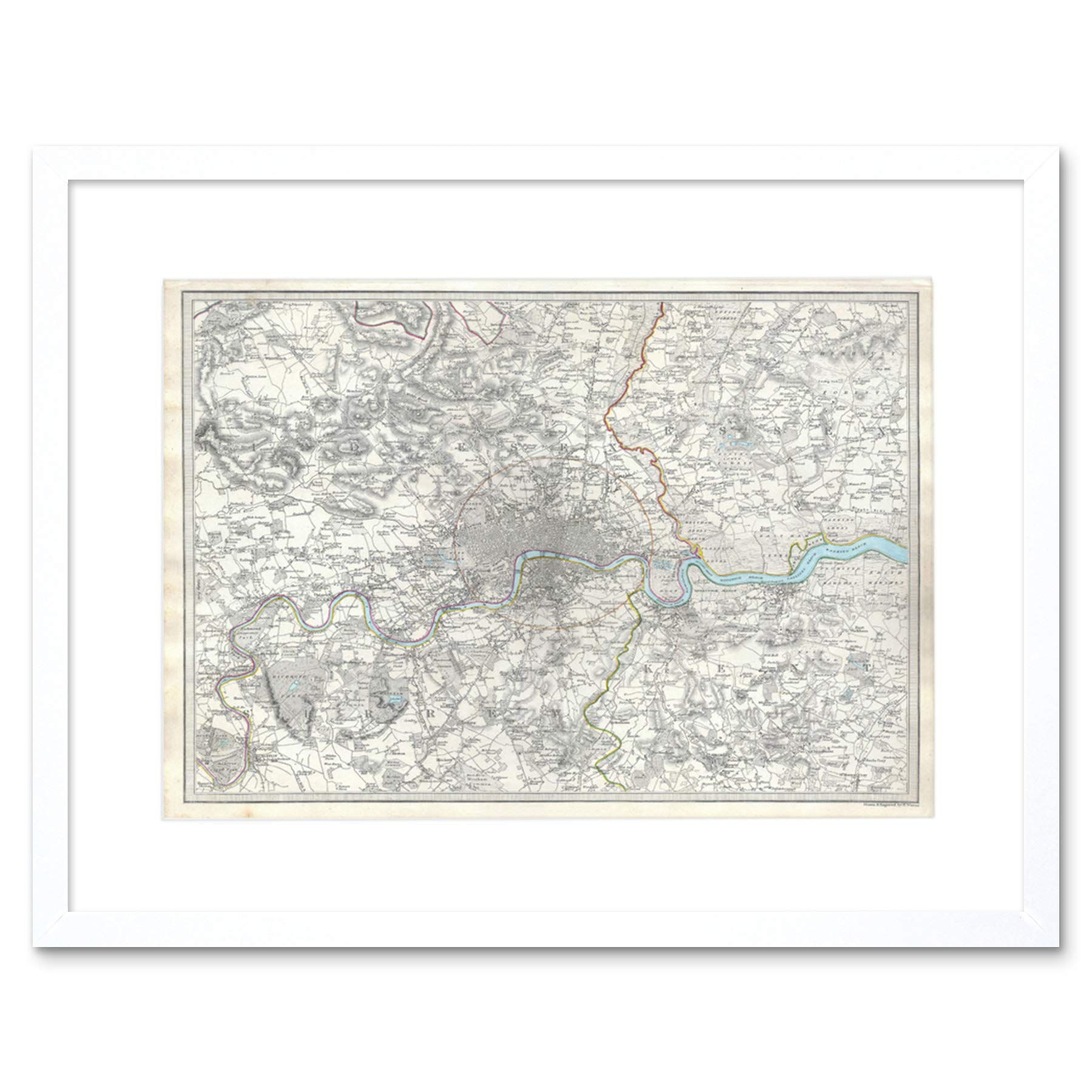 Wee Blue Coo Map Illustrated Antique Sduk London Framed Wall Art Print