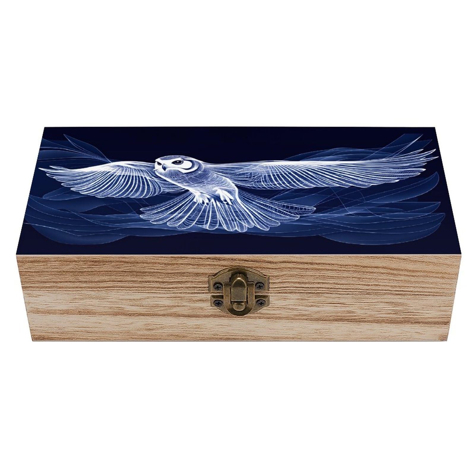 asbwuo Flying Owl Vintage Wooden Keepsake Box