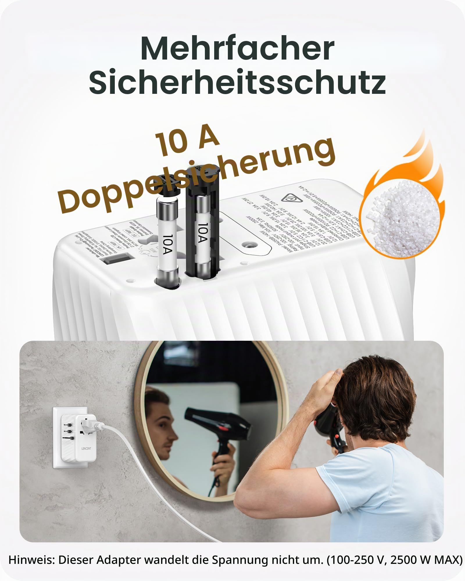 LENCENT 100W Reiseadapter Weltweit - Worldwide USB C Steckdosenadapter | Typ A/G/C/I Universal Adapter mit 2xUSB C & 2xUSB A, Schnellladung für USA UK Japan Thailand Australien