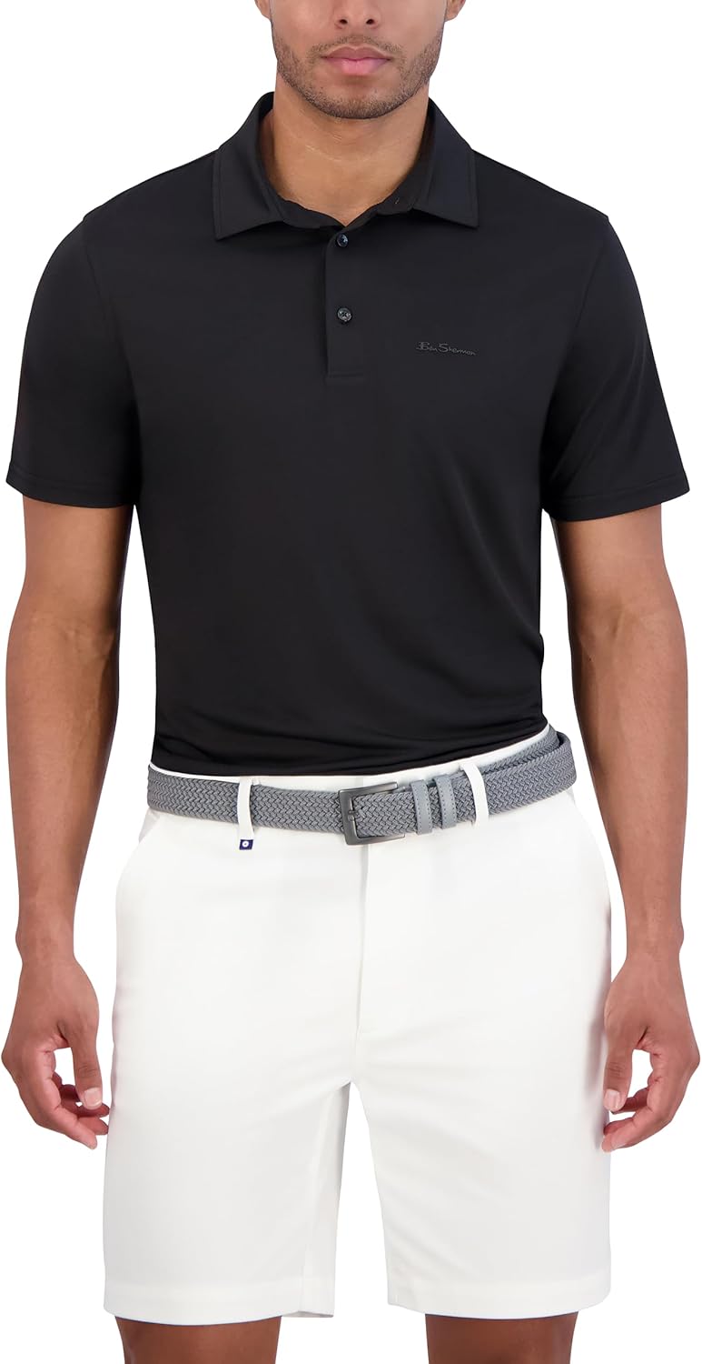Ben Sherman Men's Pique Golf Shirts– Sport Athletic Fit, UPF+, Moisture-Wicking, Odor Resistant, Casual Shirt