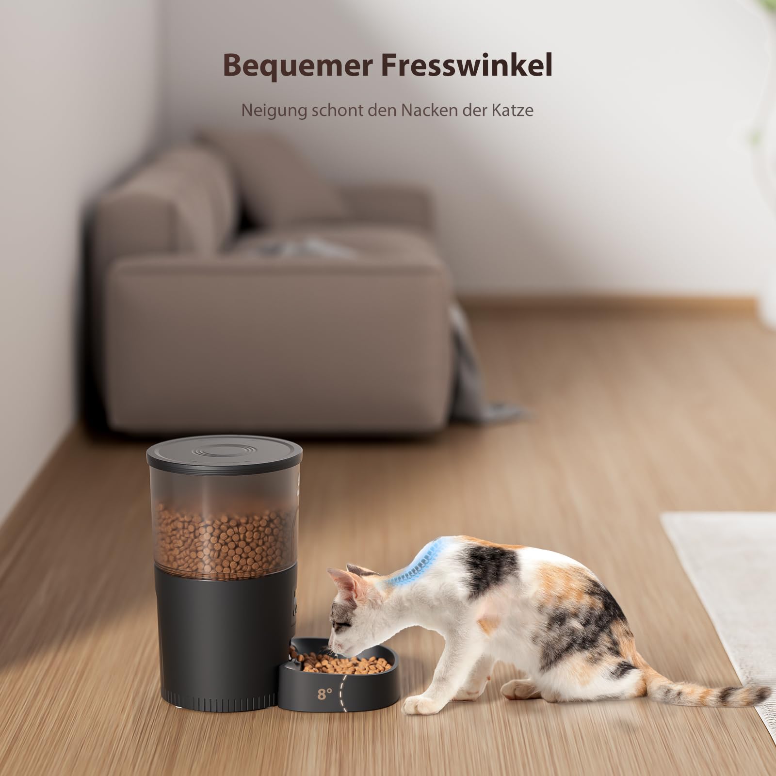 IMIPAW Futterautomat Katze, Katzenfutter Automat mit Programmierbarem Timer, Einfache Bedienung, 1-6 Mahlzeiten pro Tag, Futterspender für Katzen und Hunde (Schwarz, 3L)