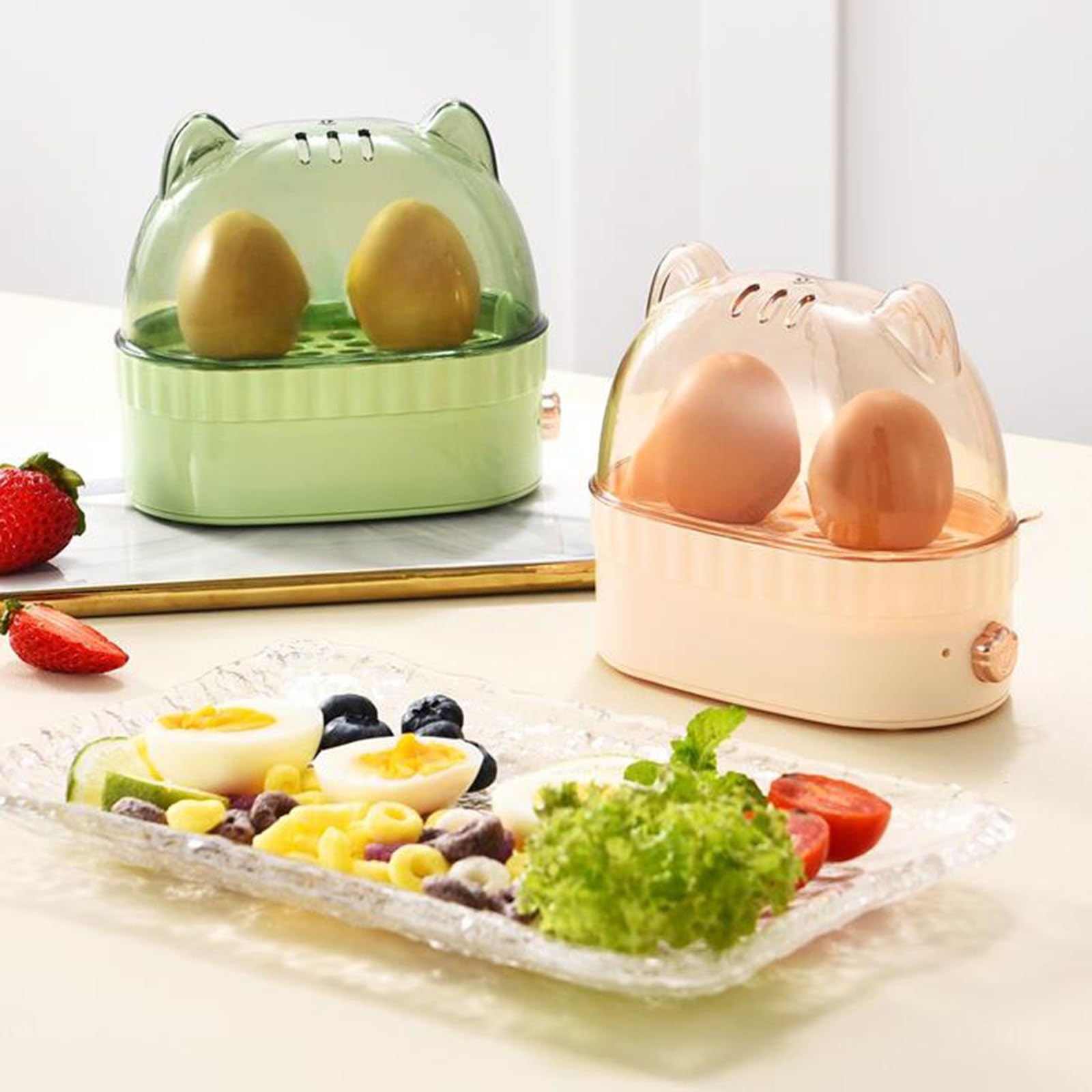 Smart Electric Egg Cooker for Kitchen, Mini Rapid Egg Cooker for Hard Boiled Eggs, Portable 2 Eggs Capacityelectric Egg Boiler for Breakfast Preparation, Auto Shut Off (Orange)