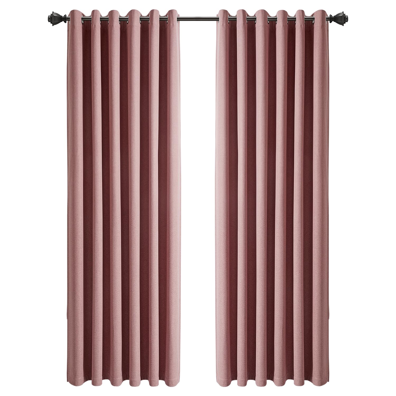 INSPIRE HOMEWARE 100% Blackout Curtains for Bedroom 66x90 Inch Blush Eyelet Linen Curtains Thermal Insulated & Privacy Protection Ring Top Curtain for living Room 2 Panels with Matching Tiebacks