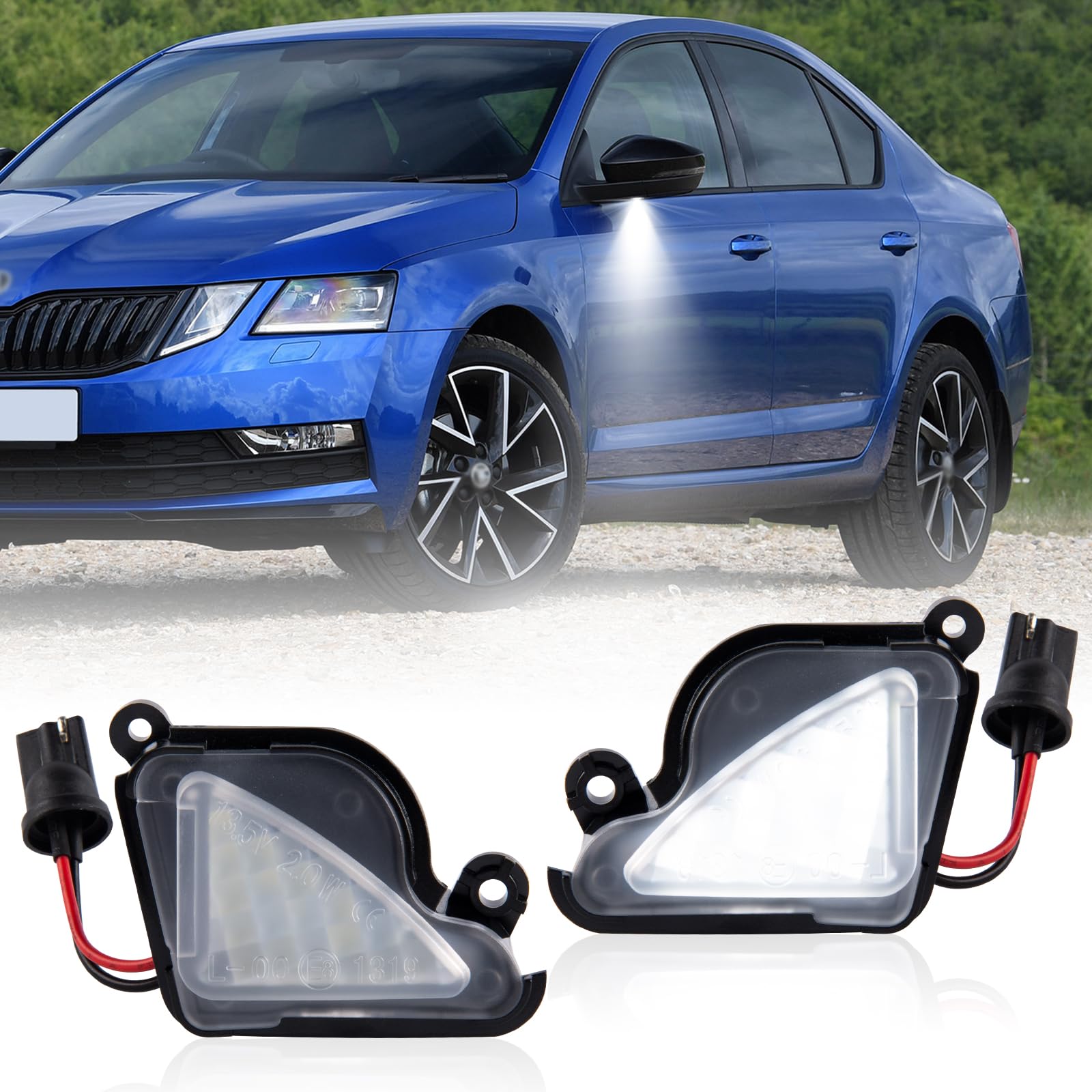 LED oświetlenie lusterek do Skody Superb 2 Octavia Mk3 5E 1Z faza 2, oświetlenie lusterka, 2 sztuki, Canbus wolny od błędów