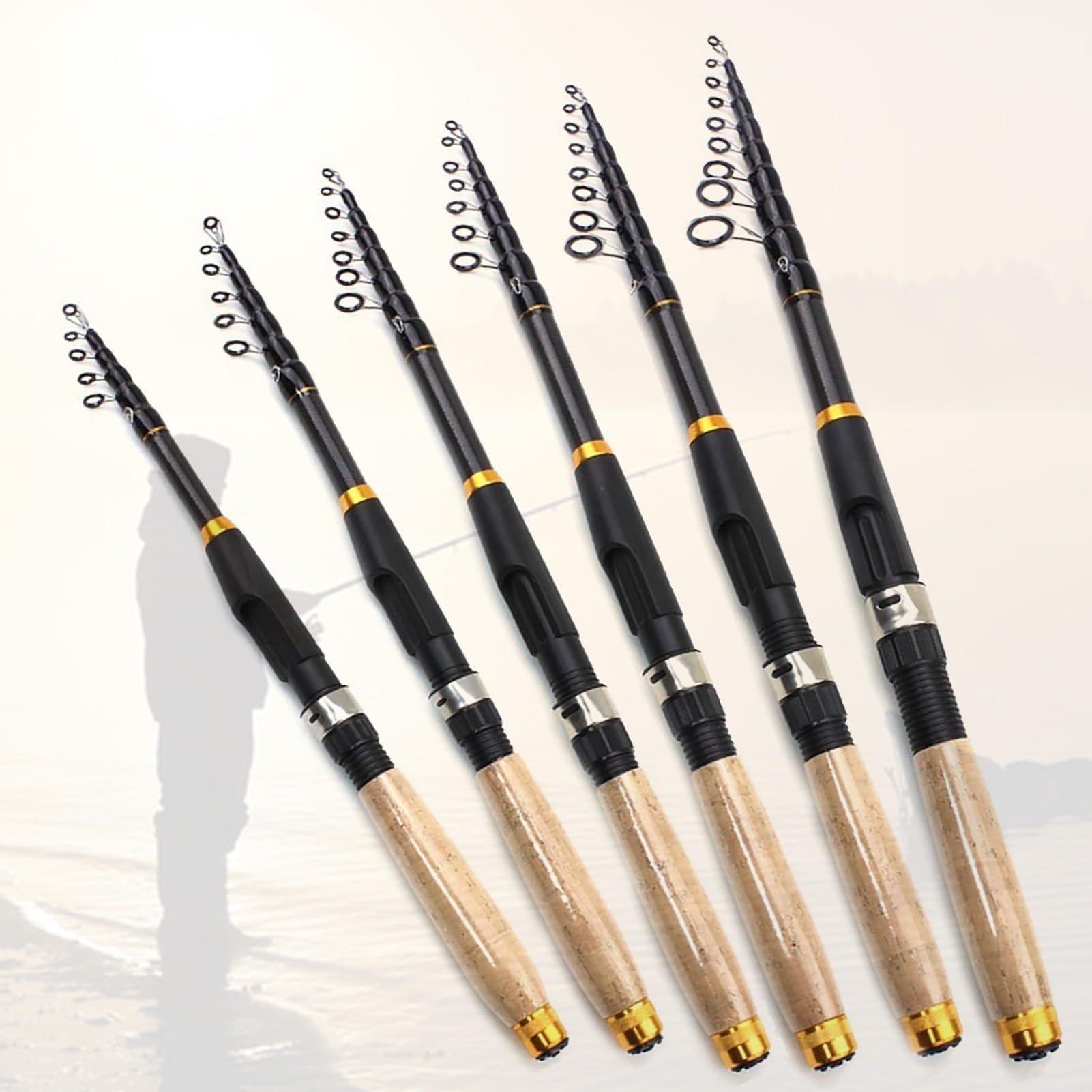 Lerutwis YG020 1.8m-3.6m Multifunction telescopic fishing rod Cork handle Carbon Fiber carp Spinning Rod Portable Travel pole fish Tackle(1.8)