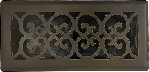 Miniatura 1 de Registro de piso de diseño victoriano de 4 x 10 pulgadas en acabado de bronce metálico con filtro de aire, cubiertas de ventilación para piso del