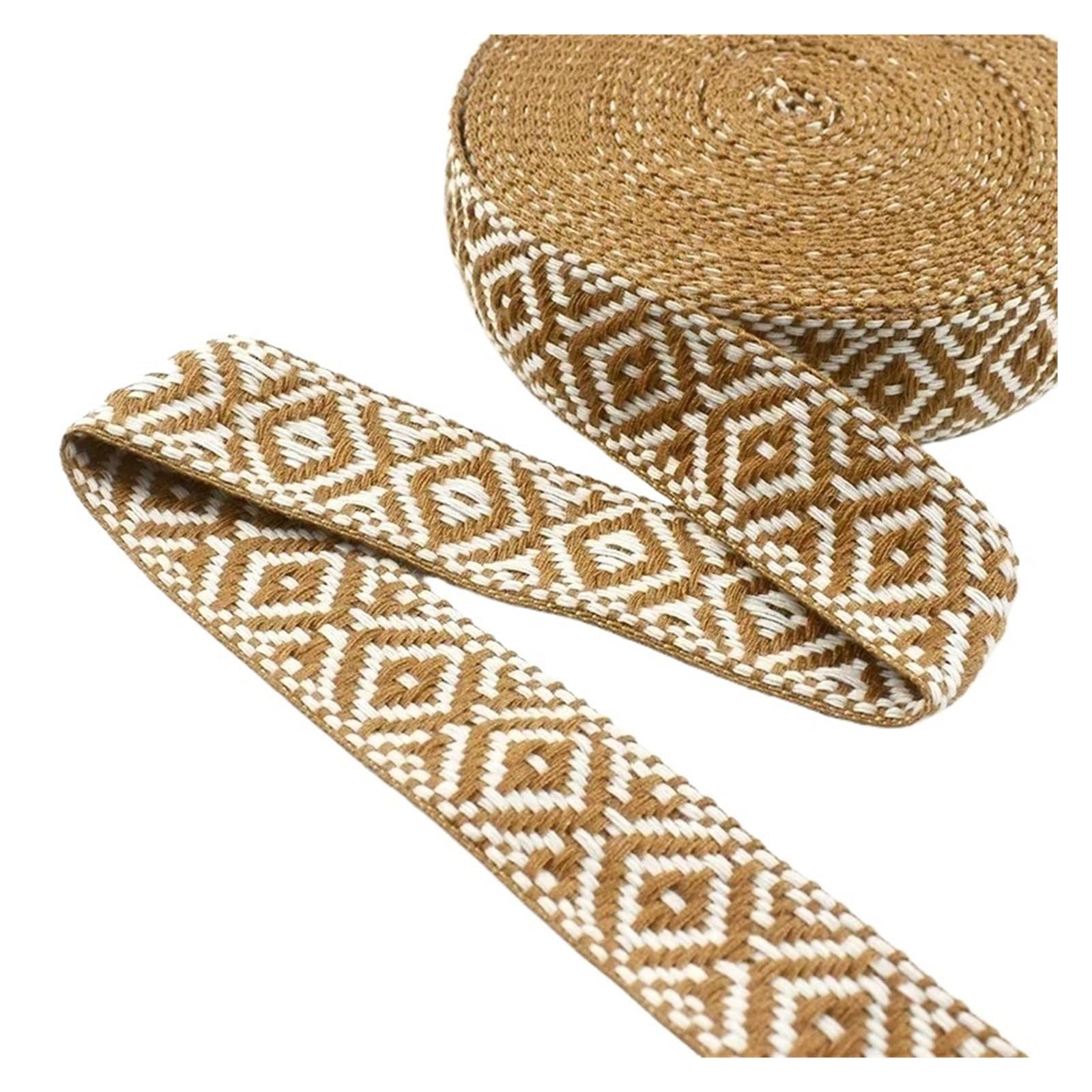 Vintage Jacquardband 2/5/10M 25mm 1,5mm Dickes Jacquard-Spitzenband for Taschengurte, Gürtel, Kleidungsstücke, Schuhe, Nähband, DIY-Zubehör(Yellow,25mm-10Meters)