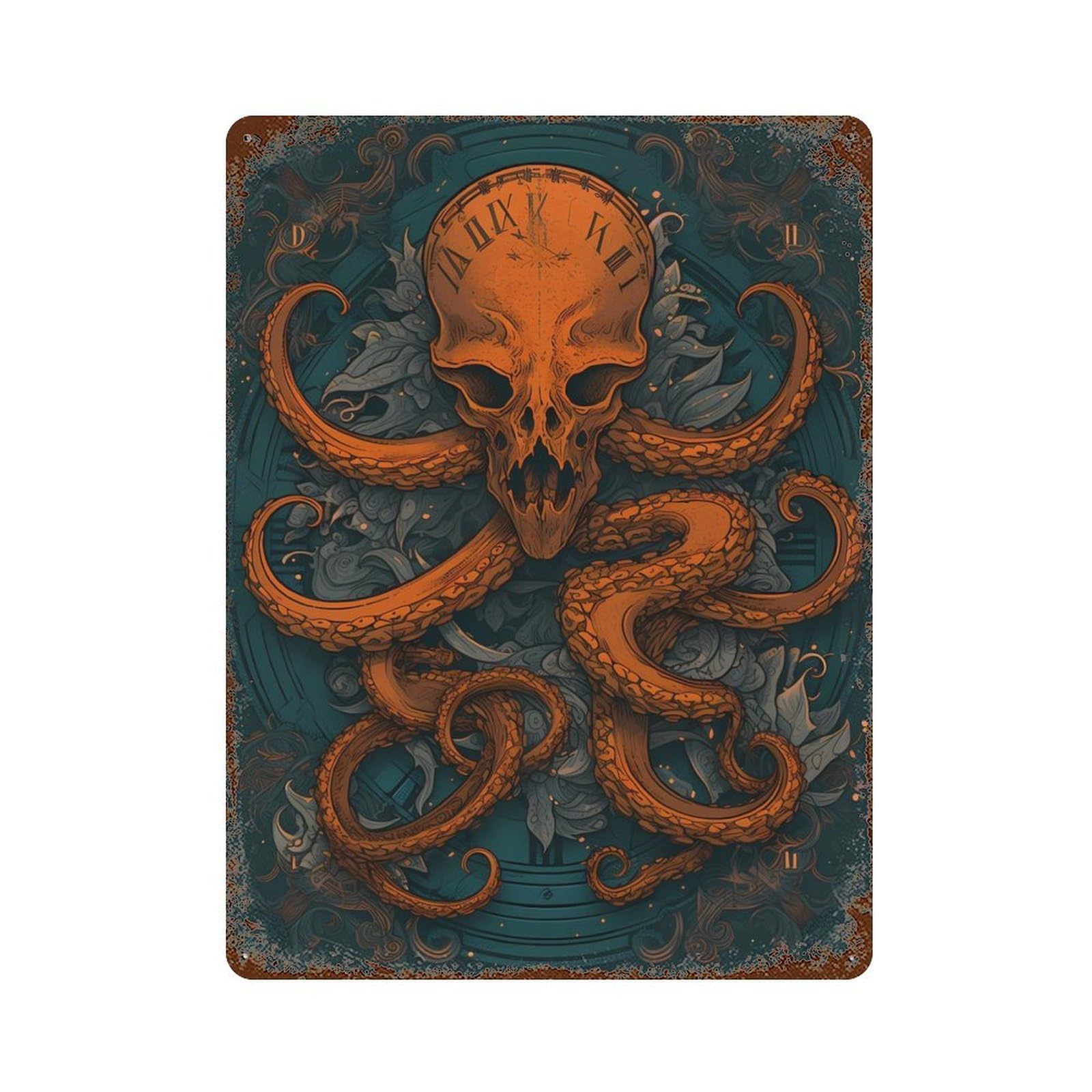 Distressed Metal Wall Sign with Hydra Enchanted Palace Design 15.7"x11.8", for Living Room, Hallway And Home Decor, Vintage Wall Decor