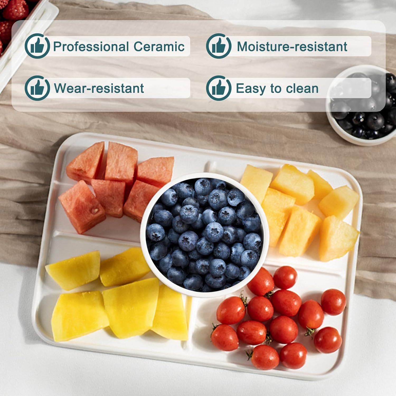 13" x 9" Rectangular Ceramic Cake Stand with Lid - 2-in-1 Serving Platter for Dessert Table, Elegant White Pedestal Display for Wedding Birthday Baby Shower Party, Microwave Dishwasher Safe