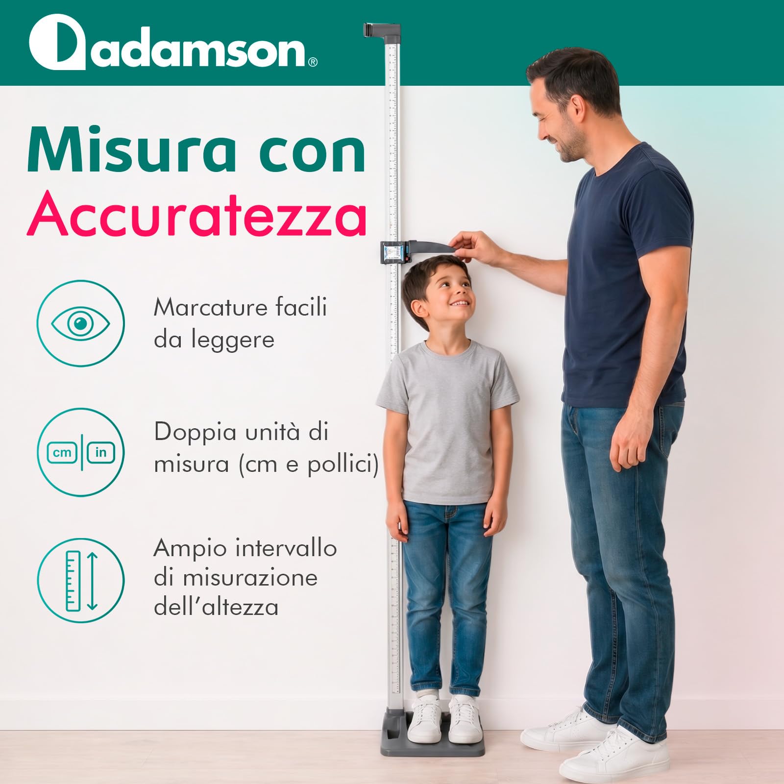 Stadiometer S100 Stadiometro Portatile per la Misurazione Dell Altezza | 20-210 CM, Autoportante per Adulti e Bambini, Uso Medico e Professionale, Struttura e Stabile, Facile da Usare