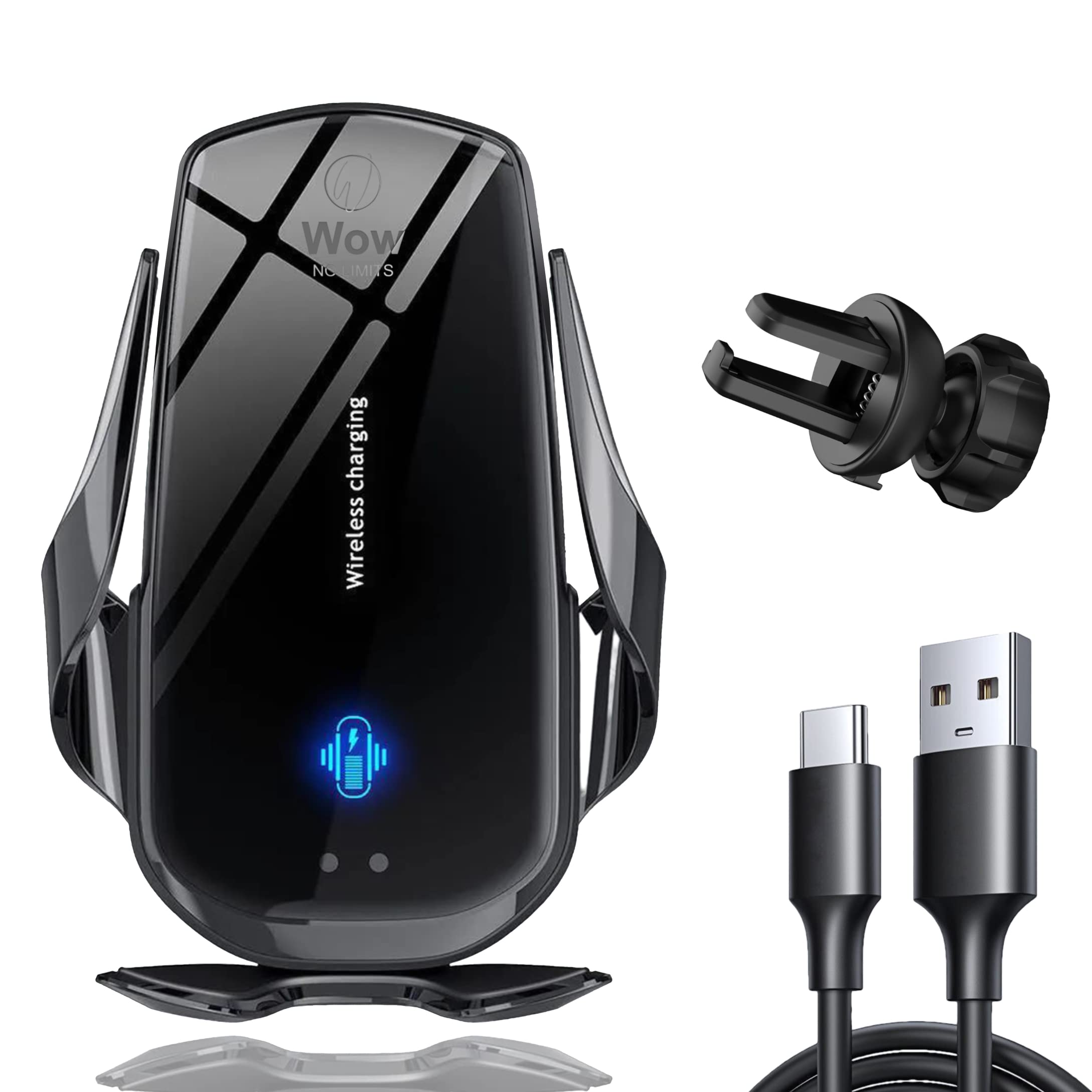 E1 Wireless Charger Car Phone holder,15W Qi Fast Charging Auto-Clamping Car Mount with Smart Sensor, Air-Vent Holder Compatible with most iPhone and Samsung Galaxy S21/S20/S10/9/8 Note10/9