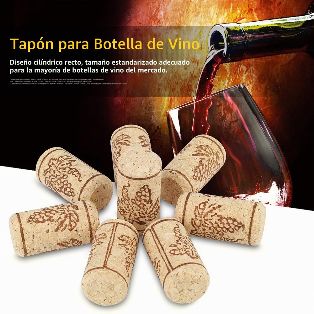 100 tapones de corcho tapones para vino tapones rectos tapones para botellas de vino decoración artesanal 22x44 mm