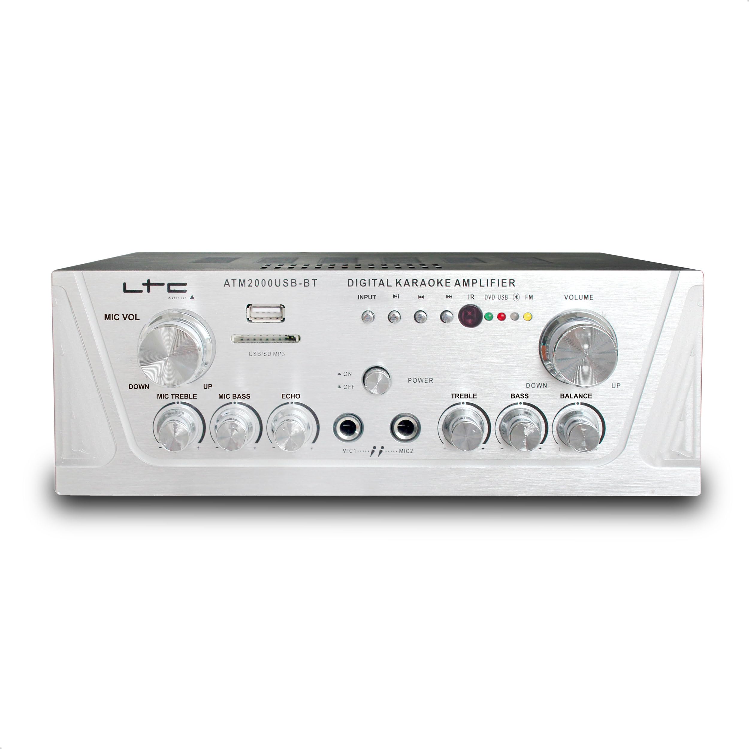 LTC - ATM2000USB-BT - Amplificateur stéréo de 2 x 50 W - USB, SD et Bluetooth - Silver