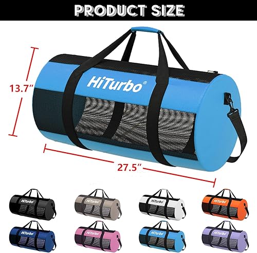 Miniatura 2 de Hiturbo Bolsa de lona de malla, bolsas de buceo para viajes, equipo de playa, buceo, equipaje para buceo, surf y esnórquel Azul