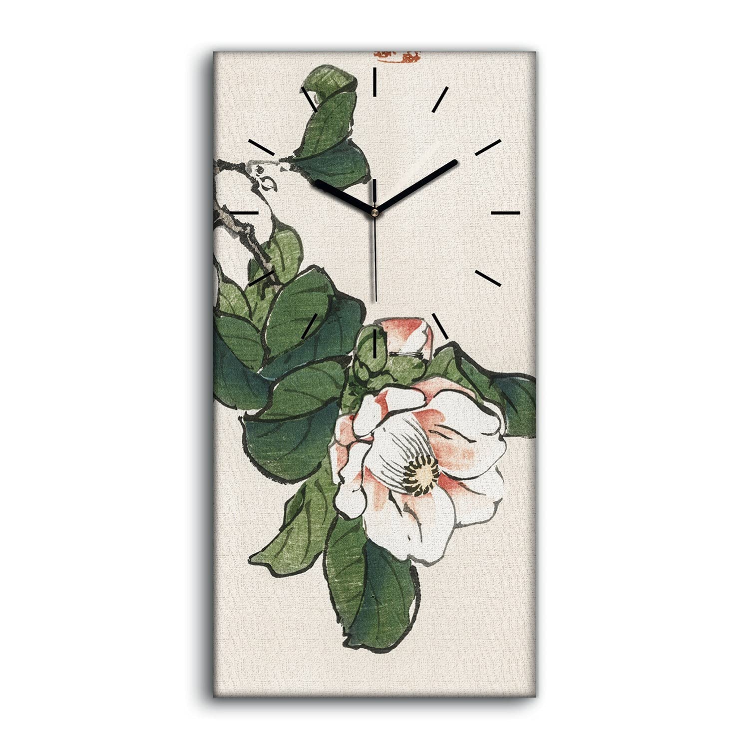 Horloge sur Toile art mural moderne 30x60cm décoration salon et chambre image fleurs asiatiques