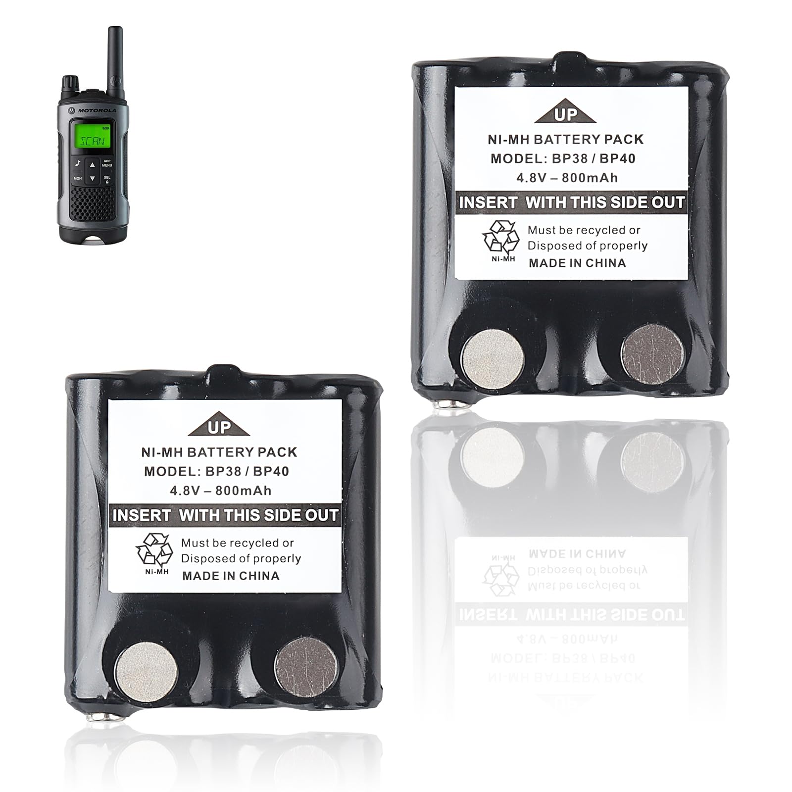 2 Pezzi 4,8 V 800m Ah Batteria Ricaricabile Ni-MH Compatibile con Radio Motorola TLKR T81 Hunter T80 T61 T60 T50 T9 T8 T7 T6 T5 T4 T3 XT180 XTR446 IXNN4002A, AAA Batteria