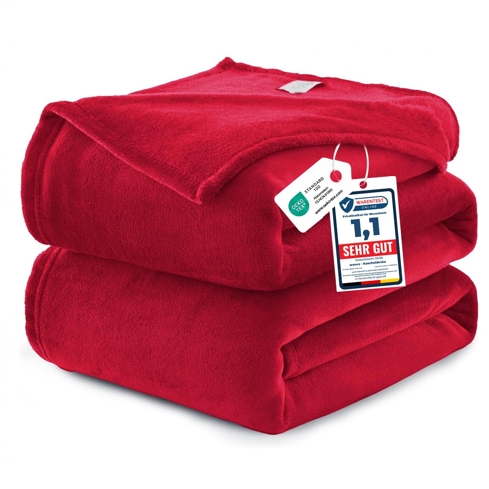Wavve Red Fleece Blanket Large Throw Queen Size 220X240 Cm- Fluffy Soft Warm Versatile Xxl Throw Blanket For Bed/Sofa/Couch