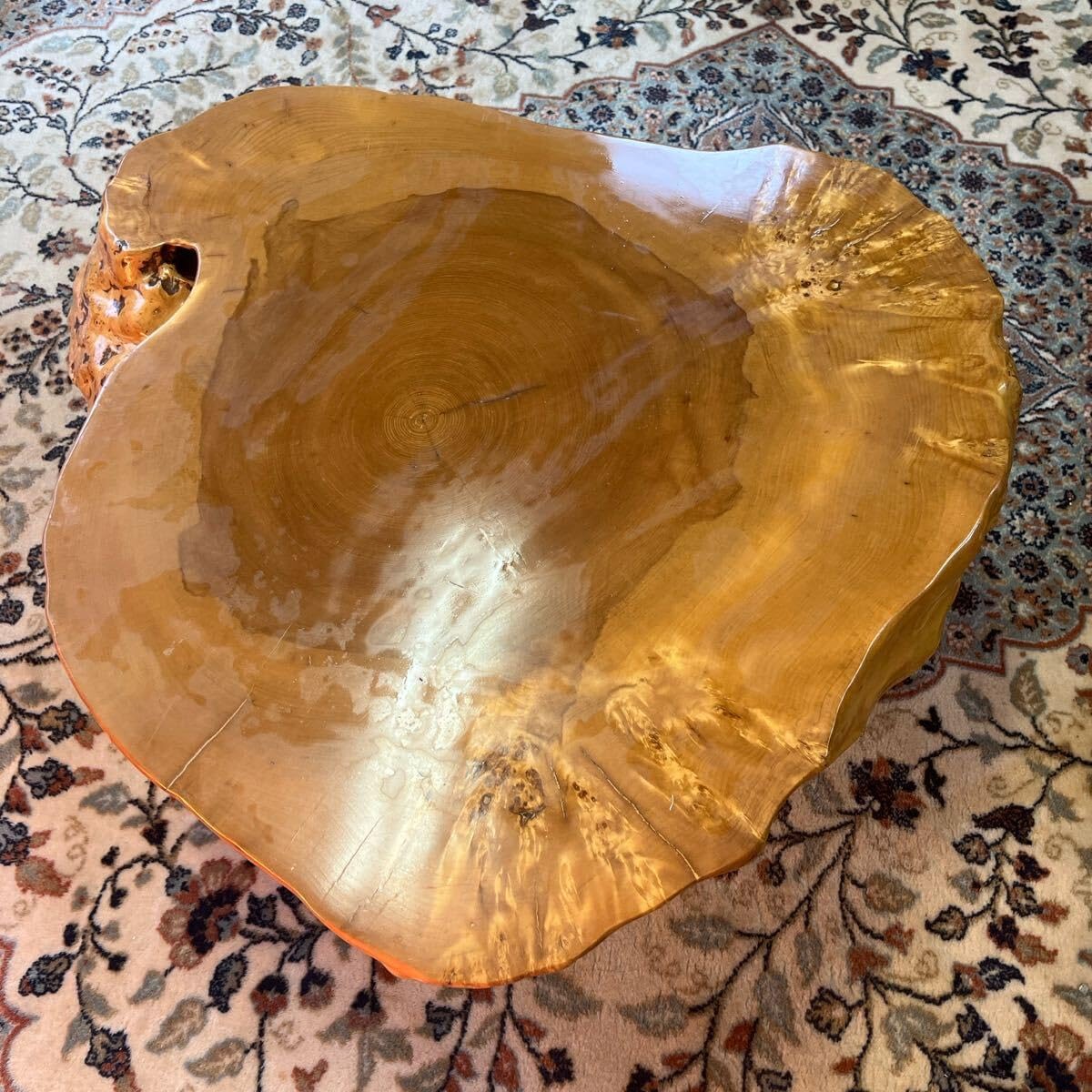 レトロ 木製 天然木 欅材 一枚板 脚 座卓 センターテーブル