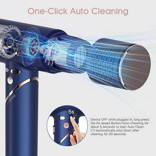 Miniatura 5 de MIRACOMB Secador de pelo plegable de viaje, potente secador iónico profesional con motor sin escobillas para secado rápido, ligero y portátil para