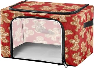 senya Christmas Gingerbread Cookies Clothes Storage Bins with Clear Window Foldable Storage Bag with Lids