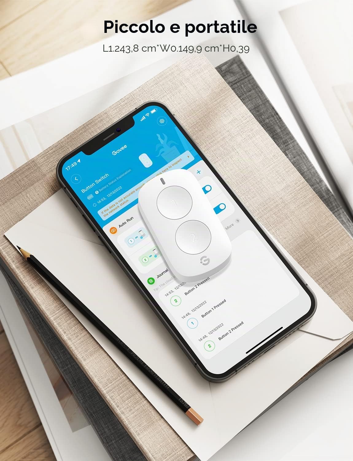 GoveeLife Smart Mini interruttore a doppio pulsante, controllo di gruppo più dispositivi, pulsante di controllo wireless versatile, alimentato a batteria, supporta la maggior parte dei prodotti Govee