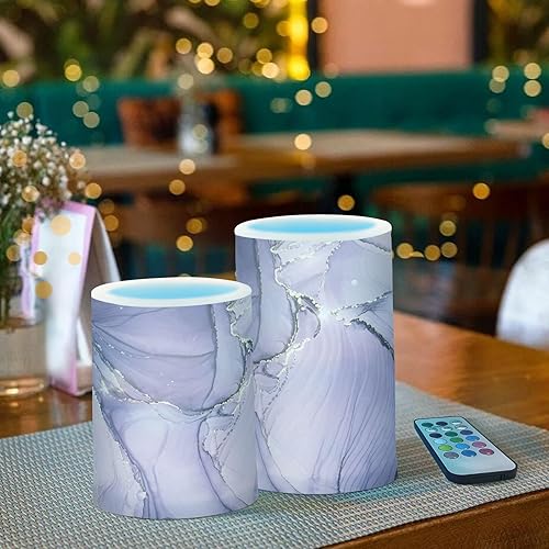 Vista 68 de Velas parpadeantes sin llama, velas LED moradas de mariposa lavanda con temporizador remoto, juego de 2 velas a pilas para San Valentín, boda