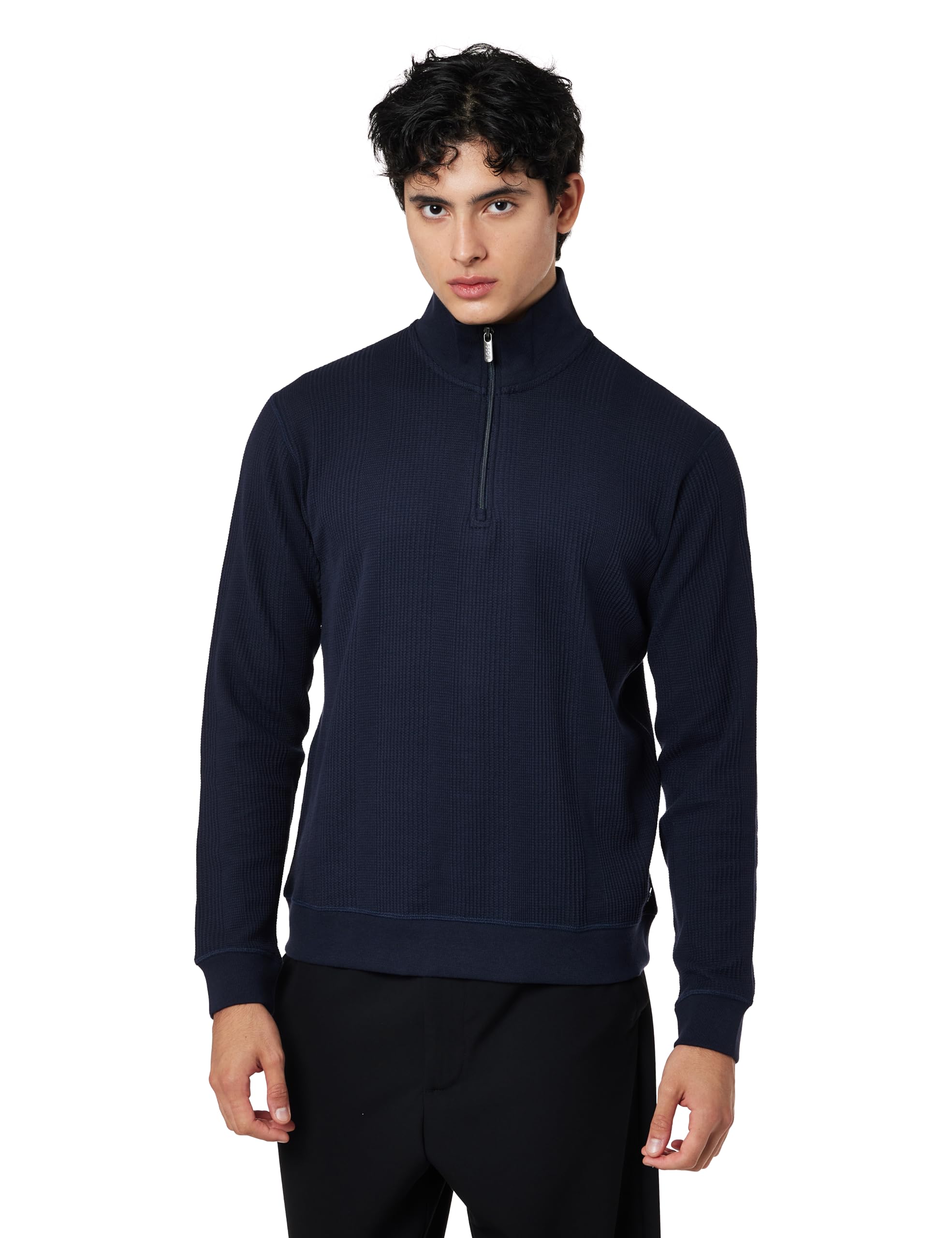 Boss Orange Men's Orange/Dark/Blue Boss Structure 1/4 Zip Loungewear Top - 403 - 403 - M