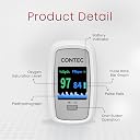 CMS50D1-Pro Finger Pulse Oximeter, Digital SpO2 and Pulse Rate Monitor with Pulse Waveform, Bar Graph, PI Value, Adjustable Brightness, PR Sound, Auto Power On/Standby, Auto Direction gallery image