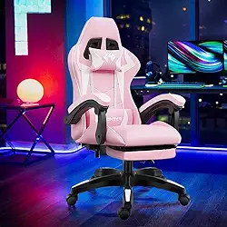 Cadeira Ergonomica Gamer Com Apoio Para Os Pés(Rosa)